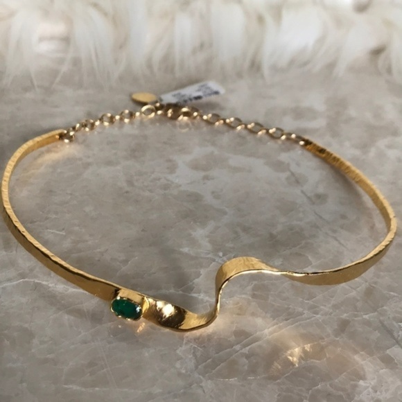 Devon Leigh choker Emerald stone 14k /20 - Picture 3 of 8
